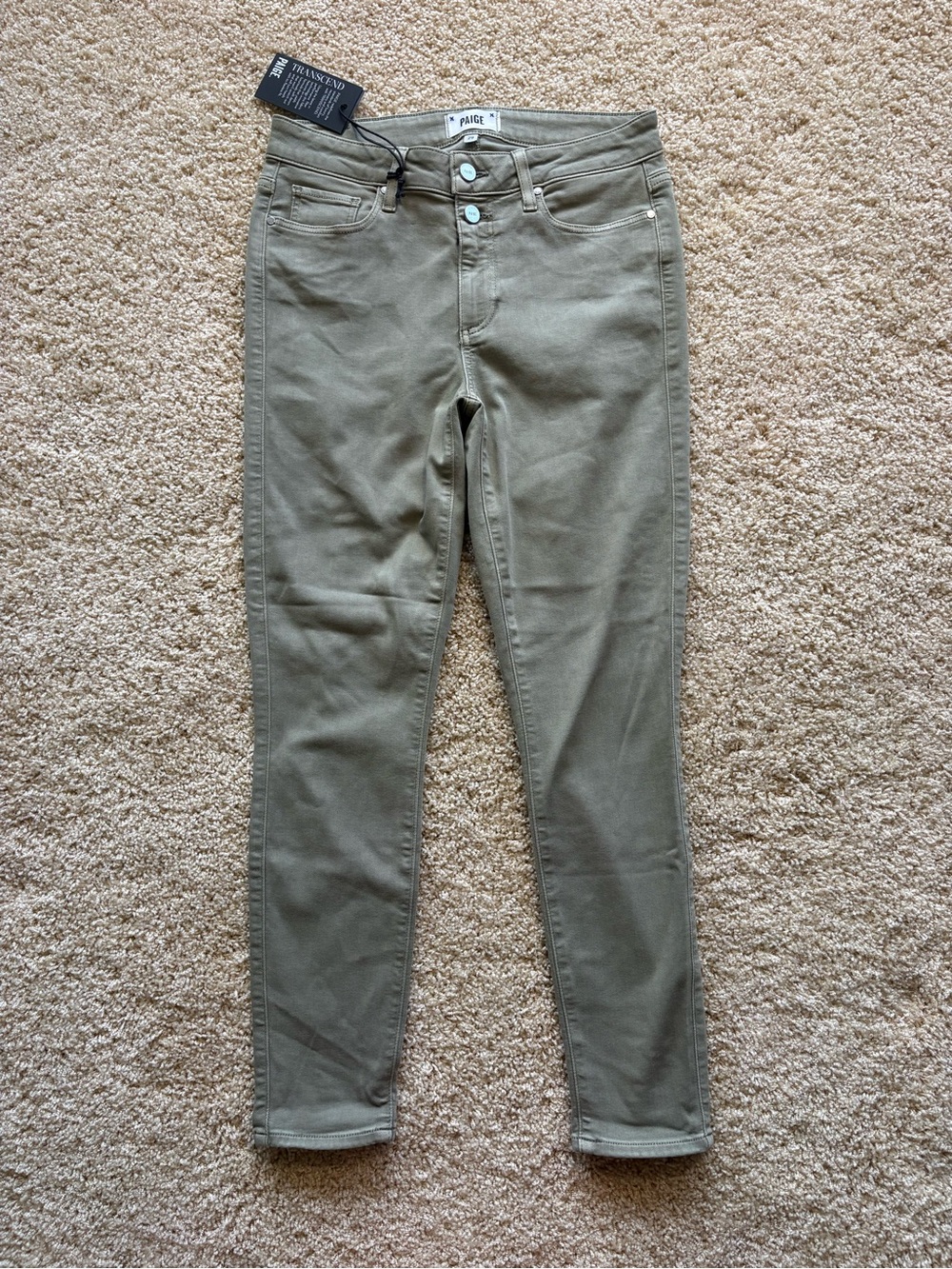 PAIGE Hoxton Ankle Double Skinny Jeans in Vintage Cactus - Size 29
